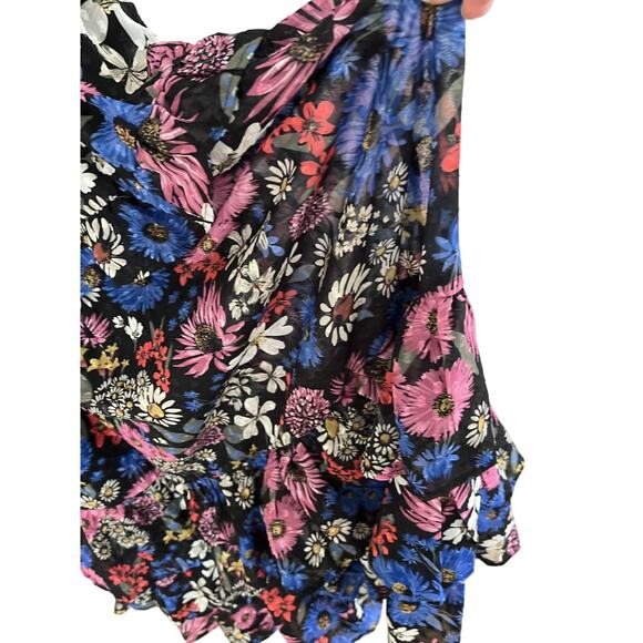 Koko Mason Women M Ruffle Black Floral Maxi Dress Flowy Romantic Whimsygoth NWTT - Picture 5 of 10